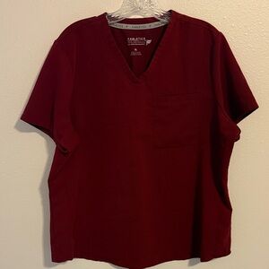 Fabletics Women’s Vital 1-Pocket Wine Red Scrub Top XL
